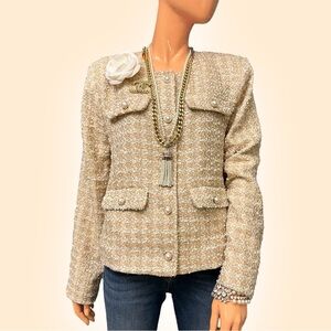 RACHEL ZOE Sparkle Tweed Plaid Blazer Jacket NWT